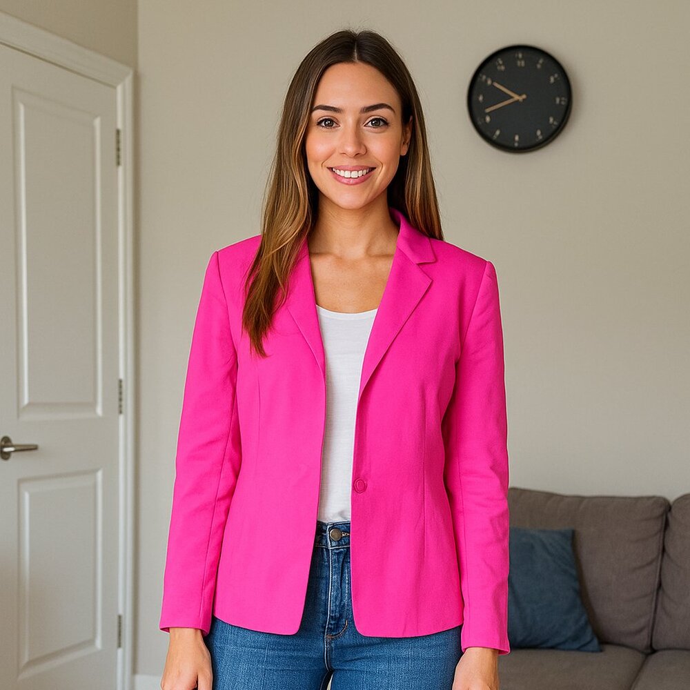 Travis‎ Ayers Women 6 Pink Silk Lined Office Casual Blazer Jacket Boho Y2K *READ